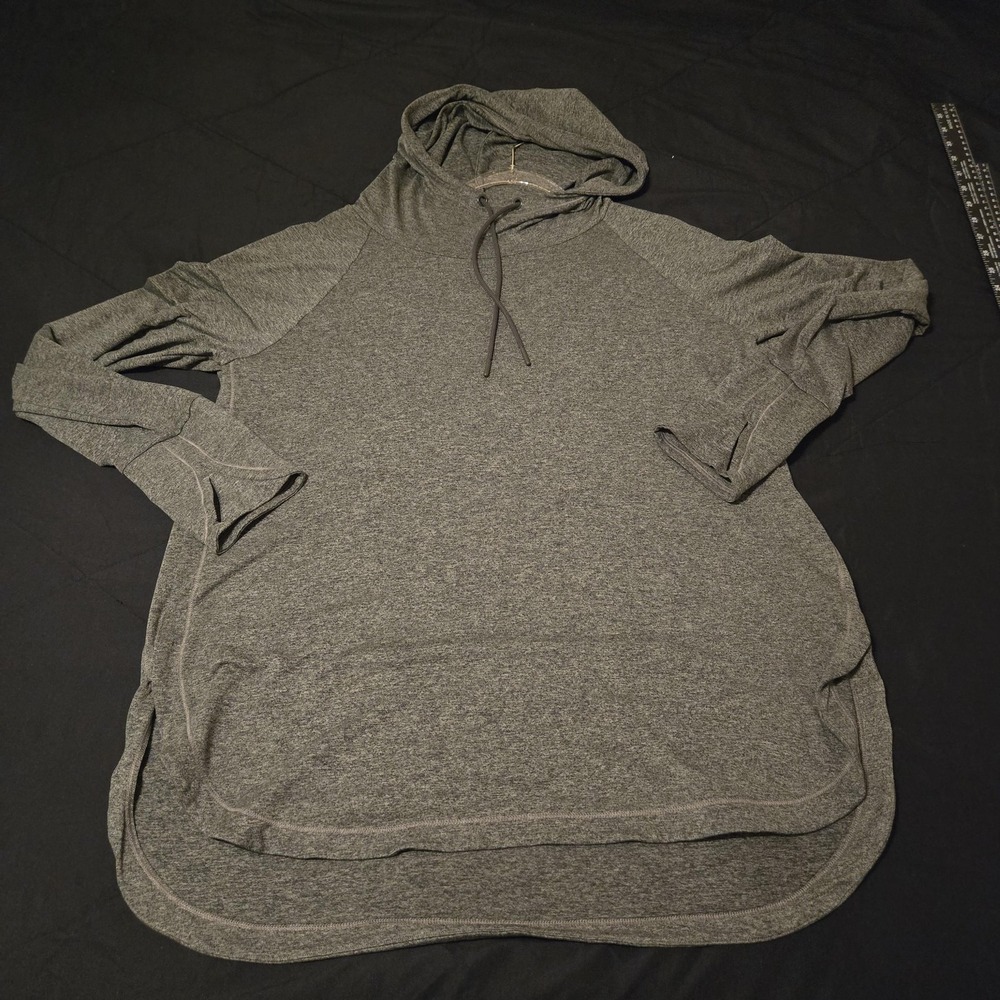 Athleta Hoodie Tunic Womens‎ XL Tall Gray Longline Raglan Thumbhole Lightweight